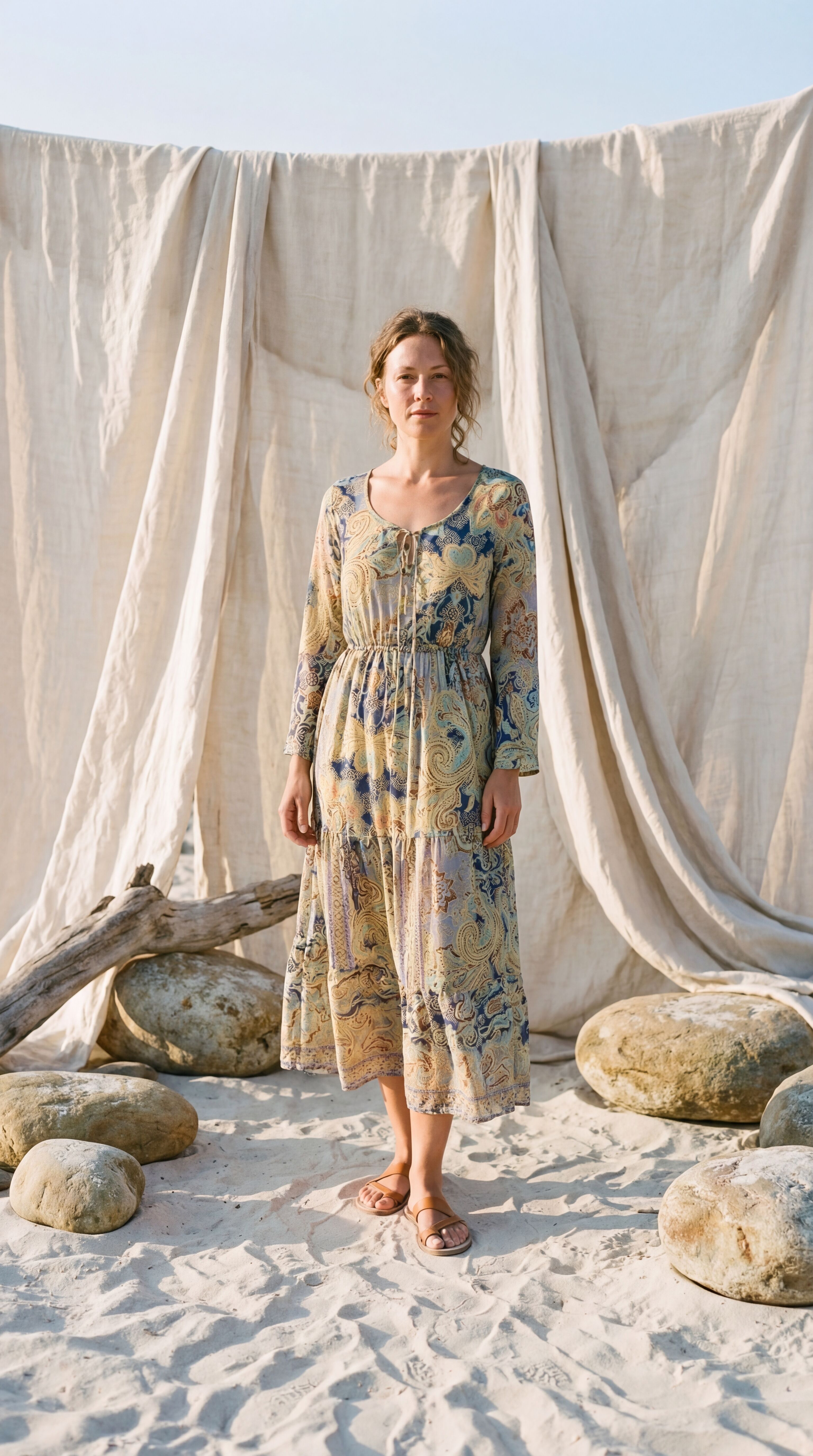 Prairie Dress Bohemian Silk Blend Tiered Maxi Dress Frill
