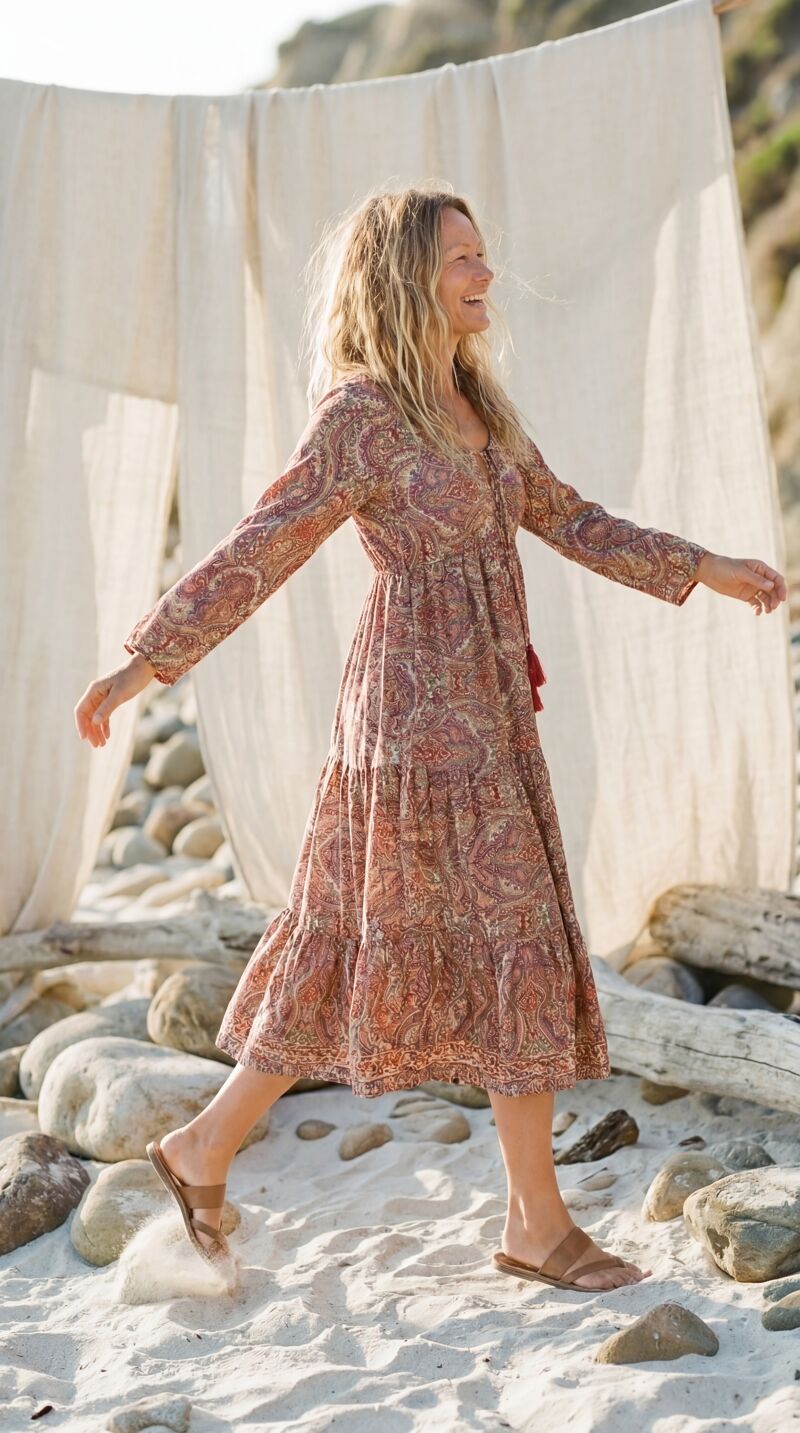 boho prairie dress Buy wholesale Bohemian Silk Blend Tiered Maxi Dress Frill Color:Chocolate brown Marine Corps Dress Blue promo:Extra 20% Off Sale Hidden button placket down