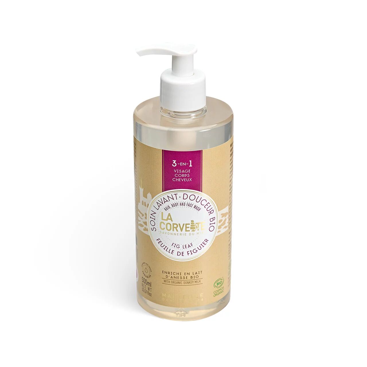 Soin lavant 3-en-1 Douceur Bio FEUILLE DE FIGUIER – 500ml – COSMOS ORGANIC