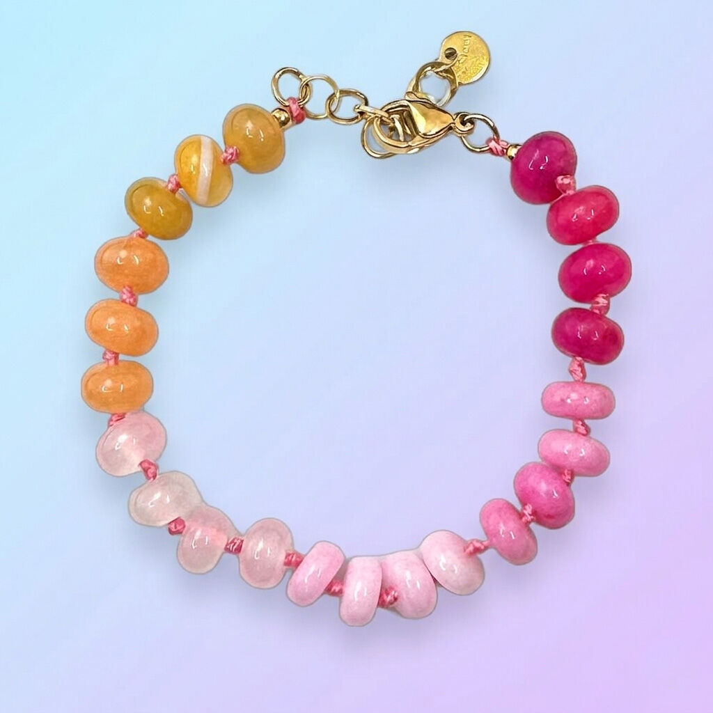 Braccialetto multicolore sfaccettato con perline di caramella