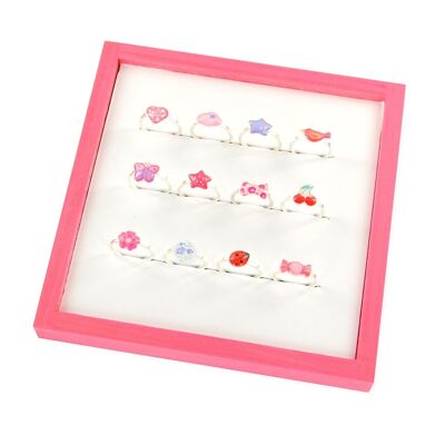 Children's Girls Jewelry - Assortment of children's rings presented in a box