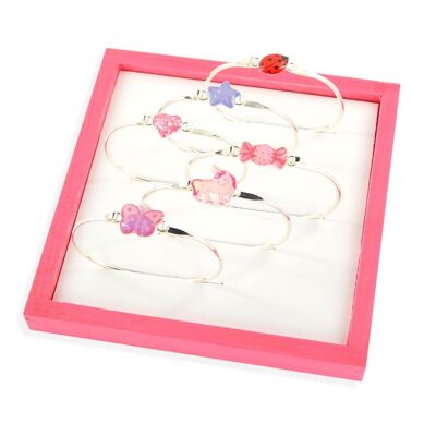 Children's Girls Jewelry - Assortment of children's bangle bracelets presented in a box