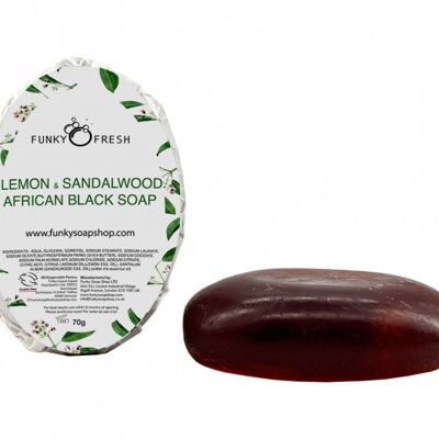 Zitrone & Sandelholz Afrikanische schwarze Seife, 100 % natürlich & handgemacht, 70g