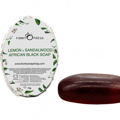 Lemon & Sandalwood African Black Soap, 100% Natural & Handmade, 70g
