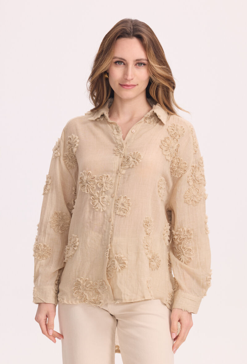 Floral embroidered shirt