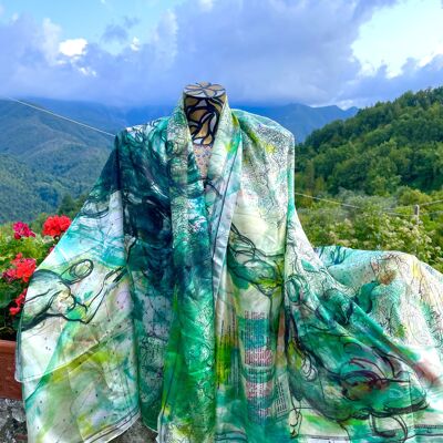 Map of Portofino, Italy - Pure Silk Oversized Shawl