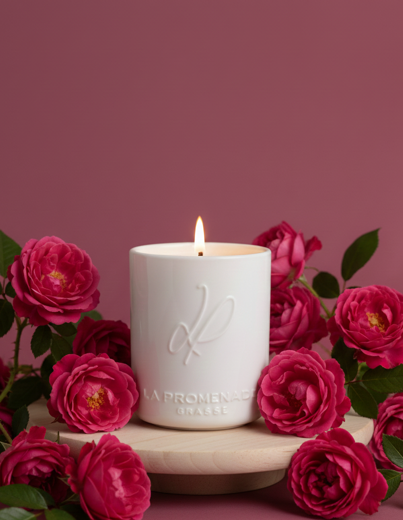 Ceramic scented candle - Oriental roses (100% vegetable wax) - 320g
