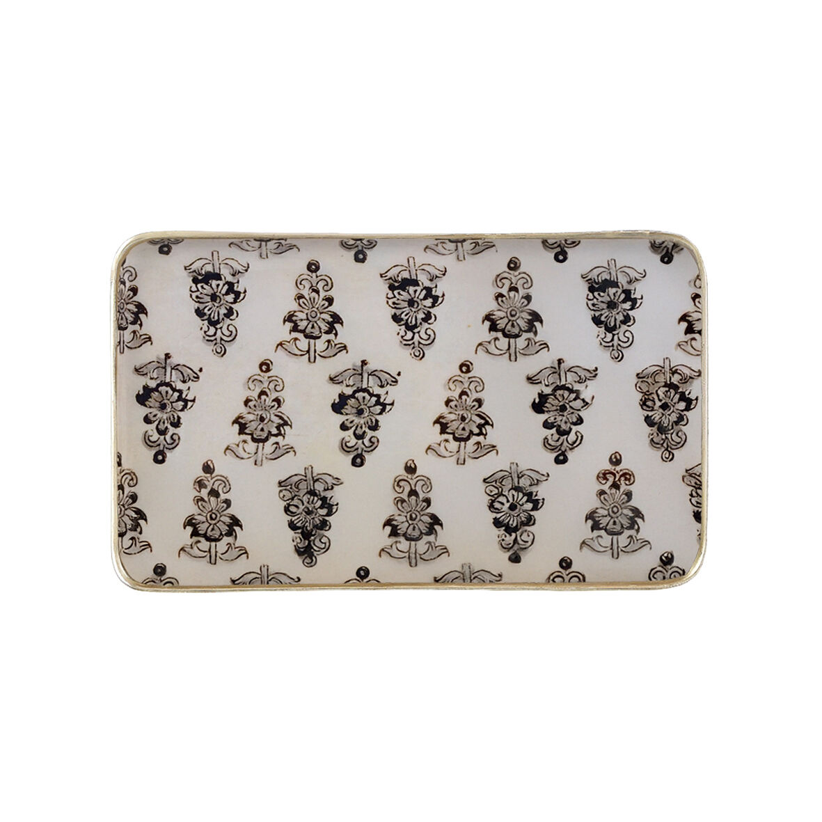 Hoya enameled metal tray, 15x25 cm, gold rim