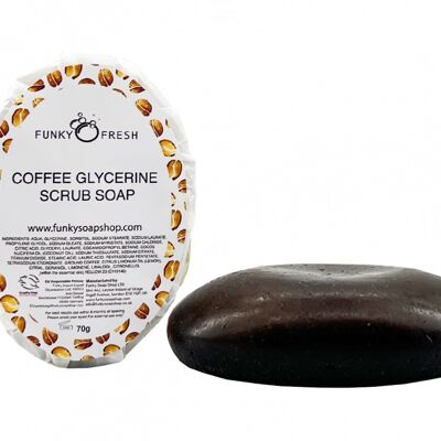 Fondi di caffè infusi di sapone di glicerina al caffè, 100% naturali e fatti a mano, 70 g