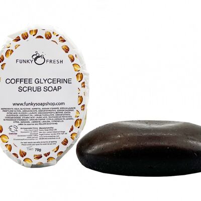 Coffee Glycerine Soap infused Coffee Grounds, 100% Natural & Handmade, 70g