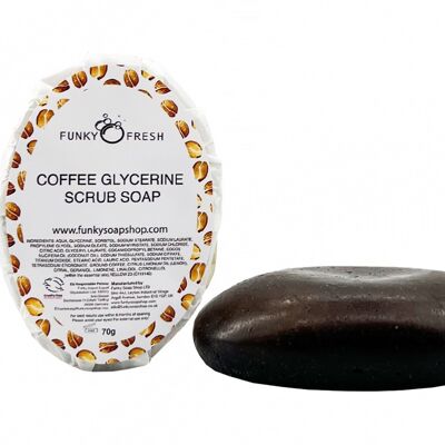 Coffee Glycerine Soap infused Coffee Grounds, 100% Natural & Handmade, 70g