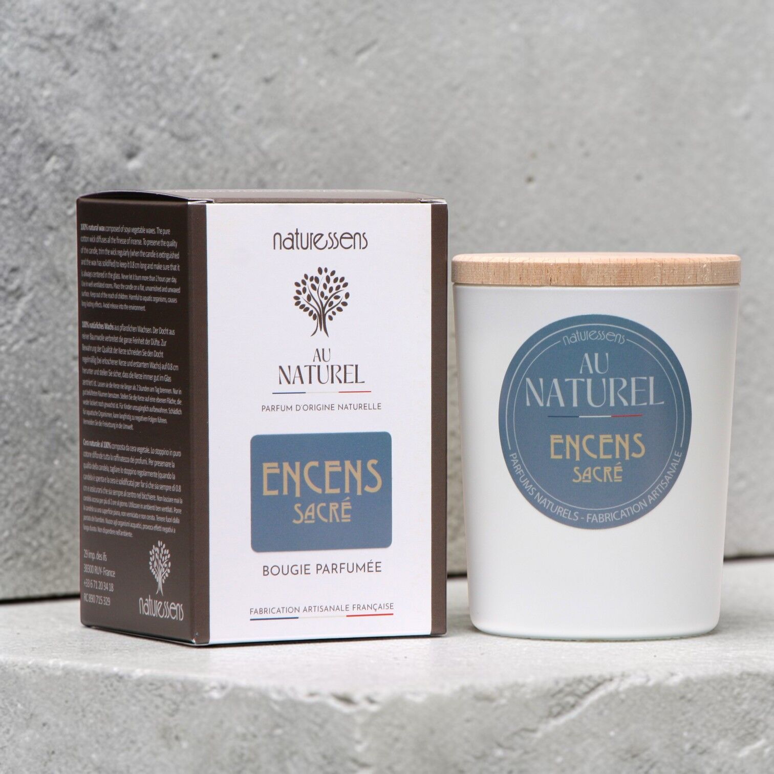 165g SCENTED VEGETABLE CANDLE SACRED INCENSE - "Natural"