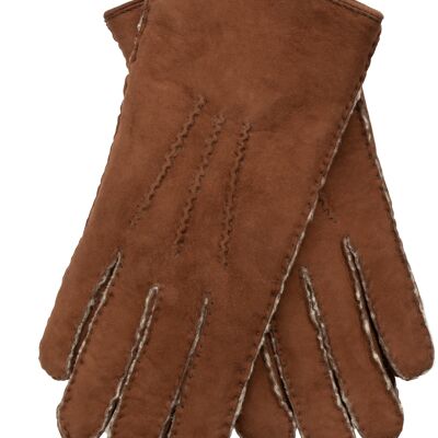 EEM Damen Handschuhe handgenäht aus Neuseeland curly Lammfell, premium - braun