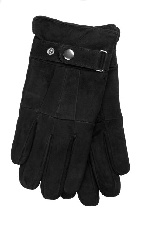 EEM Herren Leder Handschuhe aus Wildleder, hergestellt aus Lederverschnitt - schwarz