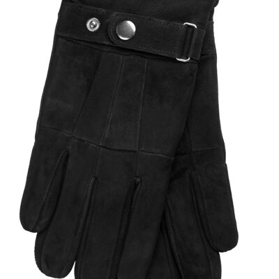 EEM men's leather gloves made of suede, made from leather waste - black