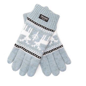 Gants tricotés pour enfants EEM X-Mas Kids en coton avec doublure thermique Thinsulate en polyester - cerf bleu clair 2