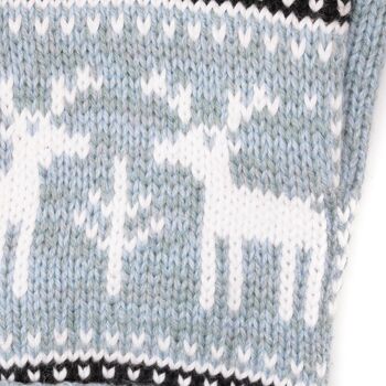 Gants tricotés pour enfants EEM X-Mas Kids en coton avec doublure thermique Thinsulate en polyester - cerf bleu clair 8
