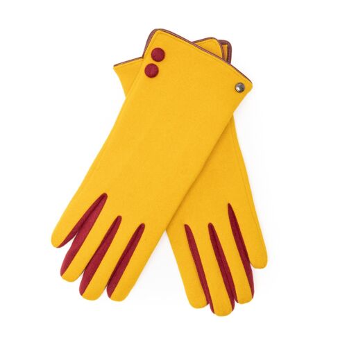 EEM VEGAN Damen Handschuhe in Fleece-Optik mit Touchfunktion, gefüttert mit kuschelig weichem Teddyfleeceenfgelb - Weinrot
