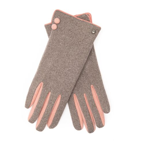 EEM VEGAN Damen Handschuhe in Fleece-Optik mit Touchfunktion, gefüttert mit kuschelig weichem Teddyfleece - Anthra-Pink