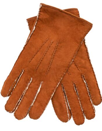 Gants homme EEM en cuir d'agneau frisé souple de Nouvelle-Zélande, cousus main - tabac 18