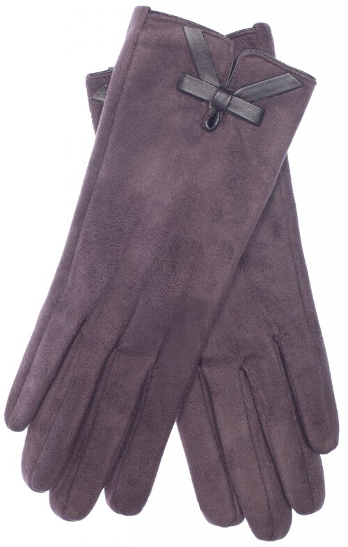 EEM Damen Kunstleder Handschuhe in Wildlederoptik mit weichem Teddyfleece, vegan - Anthrazit