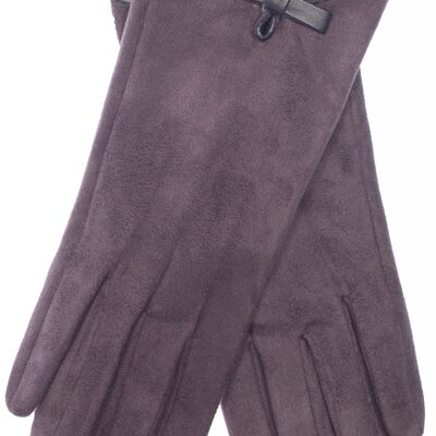 Gants en cuir synthétique pour femme EEM aspect daim avec polaire douce, végétaliens - anthracite