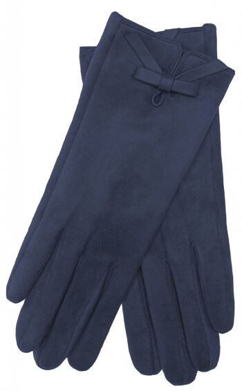 Gants en cuir synthétique pour femme EEM aspect suède avec polaire douce, végétaliens - marine 8