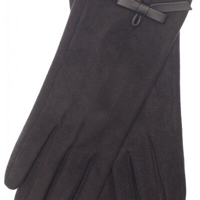 EEM women's faux leather gloves in suede look with soft teddy fleece, vegan black