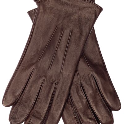 EEM men's leather gloves with touch function made of lamb nappa leather, smartphone - brown