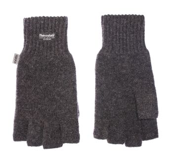 Gants tricotés demi-doigts femme EEM avec doublure thermique Thinsulate, matière tricotée 100% laine - anthracite 2