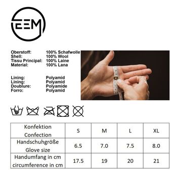 Gants tricotés demi-doigts femme EEM avec doublure thermique Thinsulate, matière tricotée 100% laine - anthracite 14