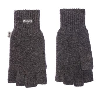 Gants tricotés demi-doigts femme EEM avec doublure thermique Thinsulate, matière tricotée 100% laine - anthracite 16