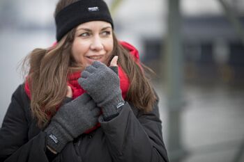 Gants tricotés demi-doigts femme EEM avec doublure thermique Thinsulate, matière tricotée 100% laine - anthracite 18