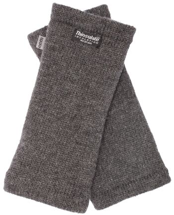 Chauffe-poignets en laine tricotée pour femme EEM avec doublure thermique Thinsulate, matière tricotée en 100% laine ou 100% coton selon la couleur - anthracite 9