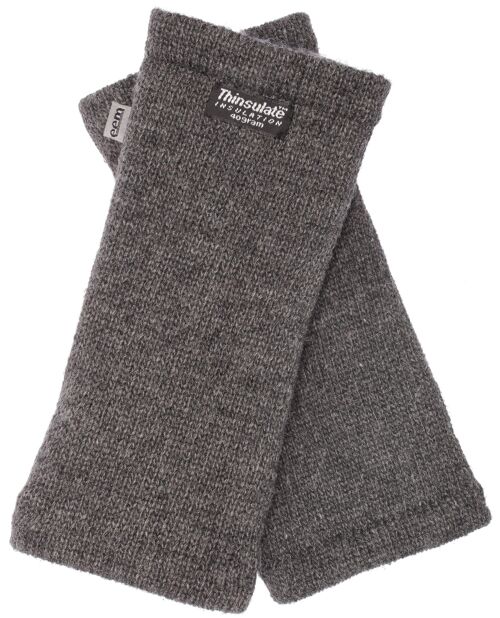 EEM Damen Strick Wollstulpe Pulswärmer mit Thinsulate Thermofutter, Strickmaterial aus 100% Wolle oder 100% Baumwolle je nach Farbe - Anthrazit