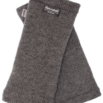 Chauffe-poignets en laine tricotée pour femme EEM avec doublure thermique Thinsulate, matière tricotée en 100% laine ou 100% coton selon la couleur - anthracite