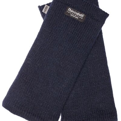 EEM women's knitted wool cuff wrist warmer with Thinsulate thermal lining, knitted material made of 100% wool or 100% cotton depending on the color - navy