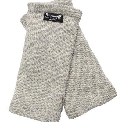 EEM women's knitted wool cuff wrist warmer with Thinsulate thermal lining, knitted material made of 100% wool or 100% cotton depending on the color - mottled gray