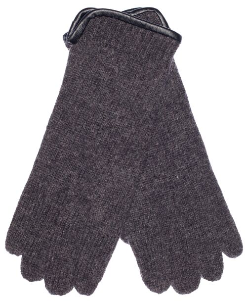 EEM Damen Strick Handschuhe aus 100% gekämmter Schurwolle - Anthrazit