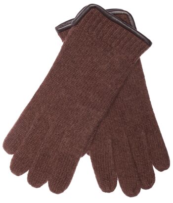 Gants tricotés femme EEM 100% laine vierge peignée - marron foncé 7