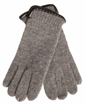 Gants tricotés femme EEM en 100% laine vierge peignée - gris chiné 2