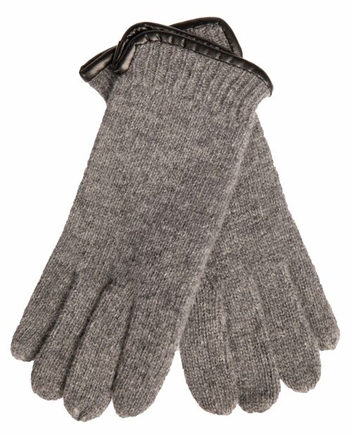 EEM Damen Strick Handschuhe aus 100% gekämmter Schurwolle - grau-melange