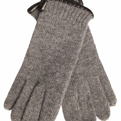 EEM Damen Strick Handschuhe aus 100% gekämmter Schurwolle - grau-melange
