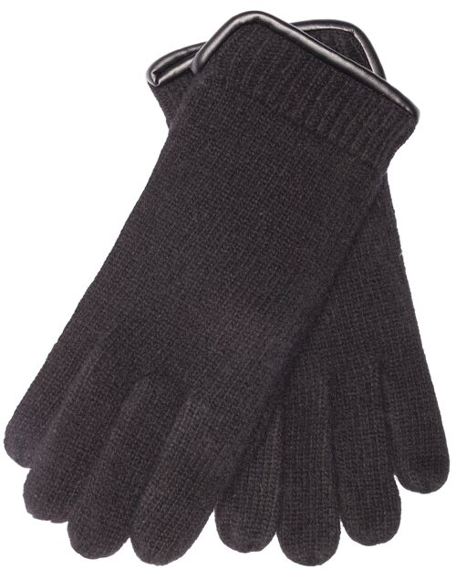 EEM Damen Strick Handschuhe aus 100% gekämmter Schurwolle schwarz