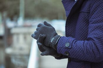 Gants tricotés EEM pour hommes avec doublure thermique Thinsulate et véritable daim au niveau de l'ourlet et de la paume, 100 % laine 6