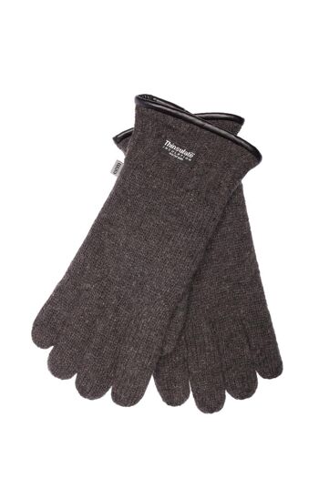 Gants tricotés EEM pour hommes avec doublure thermique Thinsulate et véritable daim au niveau de l'ourlet et de la paume, 100 % laine 9