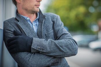 Gants tricotés EEM pour hommes avec doublure thermique Thinsulate et véritable daim au niveau de l'ourlet et de la paume, 100 % laine 15