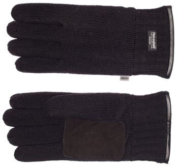 Gants tricotés EEM pour hommes avec doublure thermique Thinsulate et véritable daim au niveau de l'ourlet et de la paume, 100 % laine 18