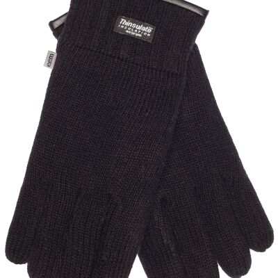 Guantes de punto para hombre EEM con forro térmico Thinsulate y ante auténtico en dobladillo y palma, 100% lana