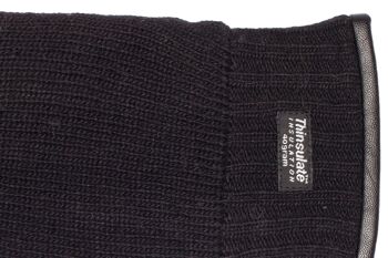 Gants tricotés EEM pour hommes avec doublure thermique Thinsulate et véritable daim comme ourlet et paume, 100 % laine - noir 4